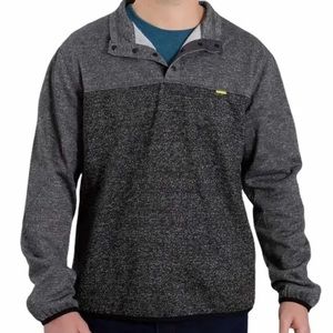 Hawke & Co Gray & Black Fleece Lined Snap Neck Pullover Sweater